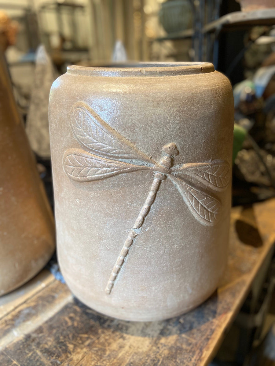 Mexican Terra Cotta Jar with Dragonfly Motif