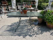 Vintage Metal Frame Glass Top Outdoor Table