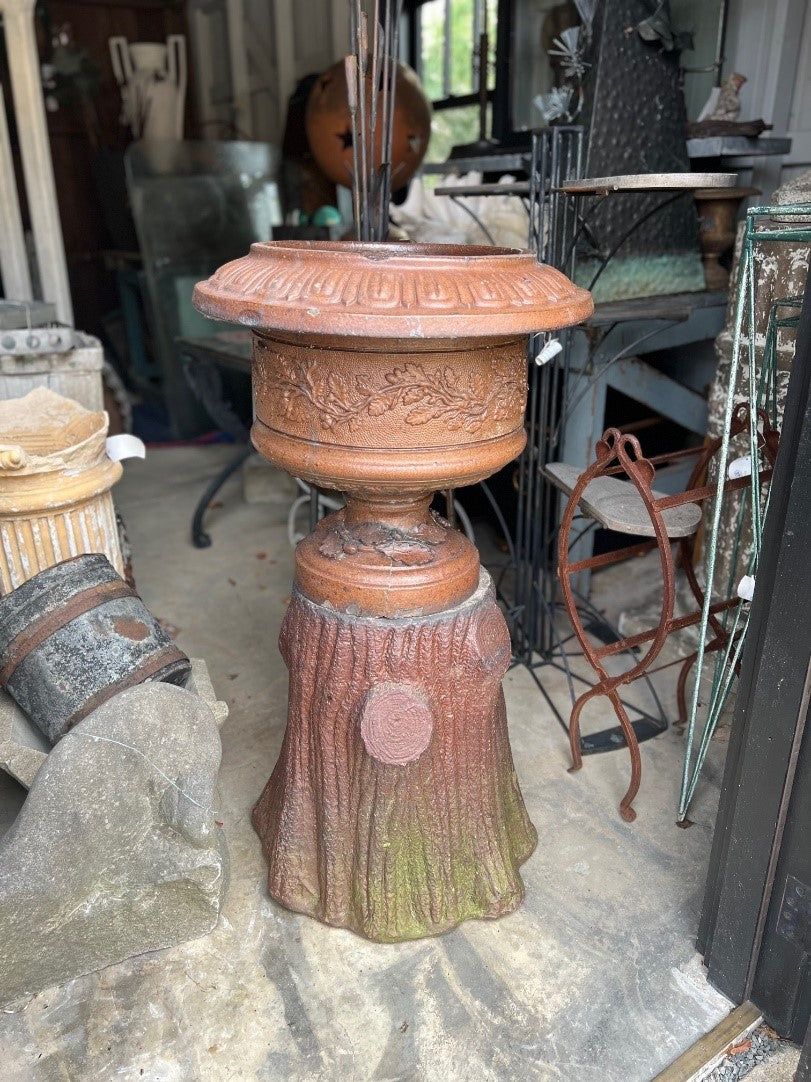 Portland Stoneware Planter with Tree Stump Pedestal