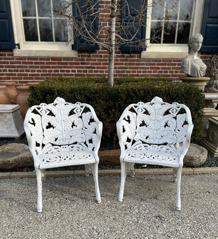 Vintage Cast Aluminum Fern Leaf Chair - Pair