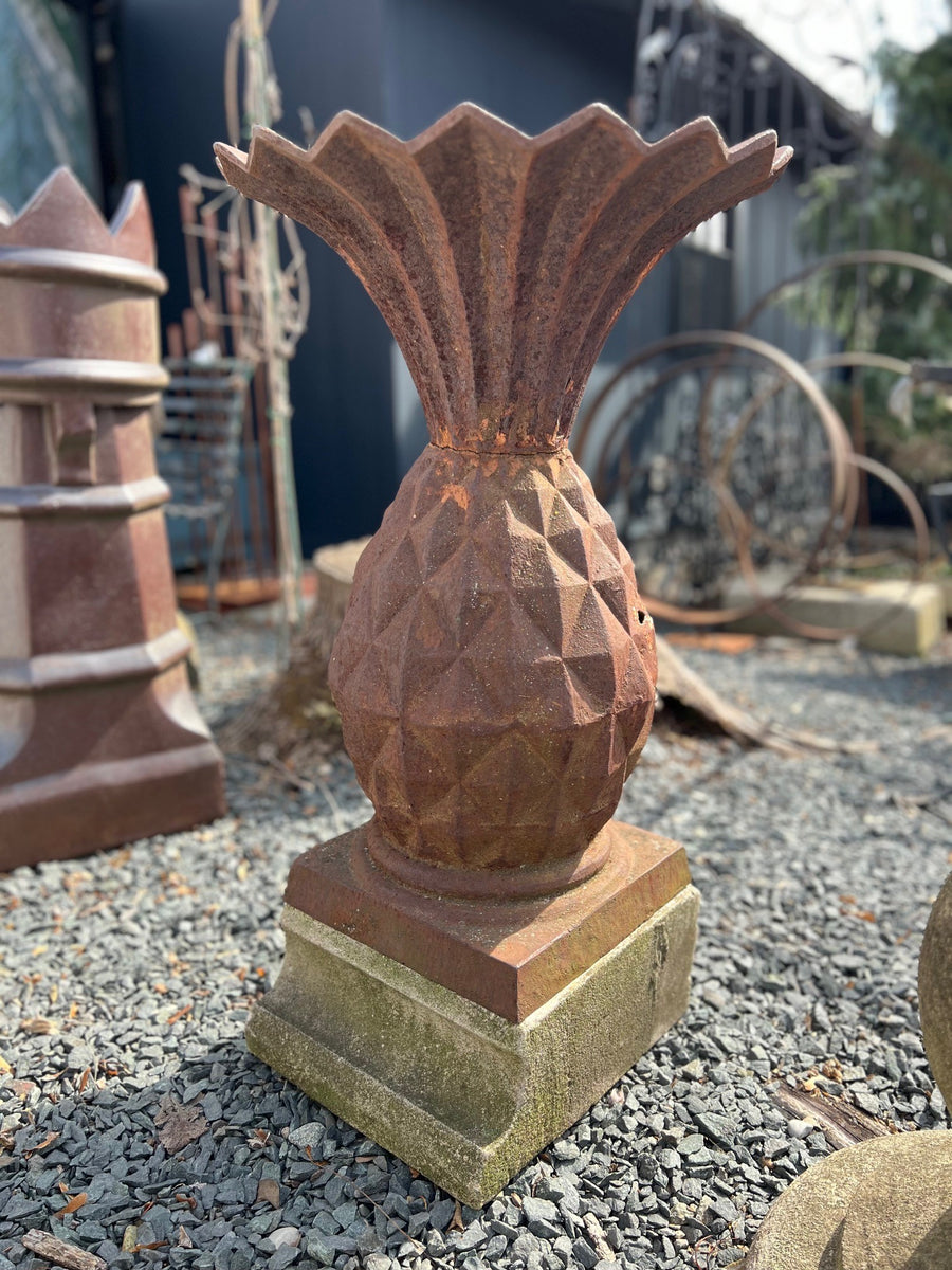 Iron Pineapple with Stone Base