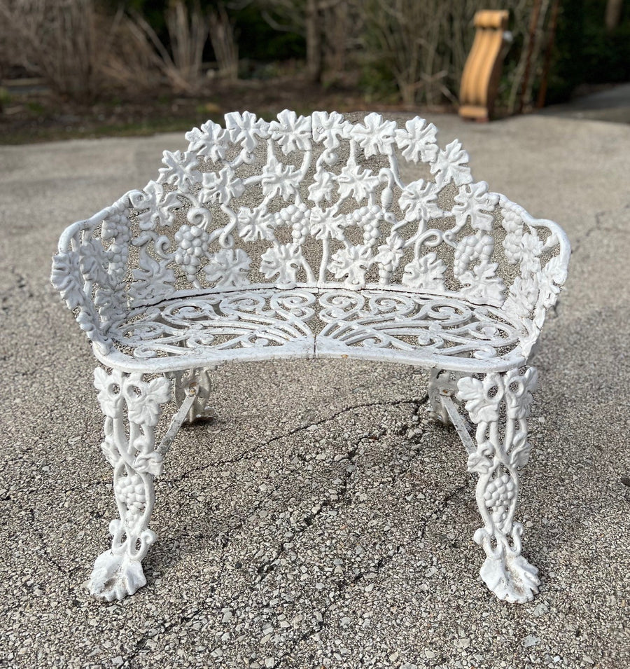 Antique Cast Iron Grapevine and Leaf Bench