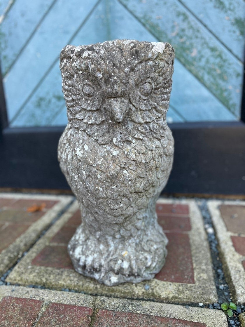 Vintage Stone Owl Planter