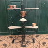 Vintage Mid-20th Century Sculptural Iron and Teak Multi-tiered Stand