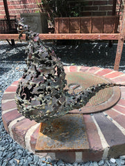 Bronze and Metal Shot-out Rooster on Steel Base