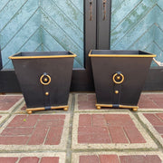 Black Iron Planter with Gold Detail - Pair