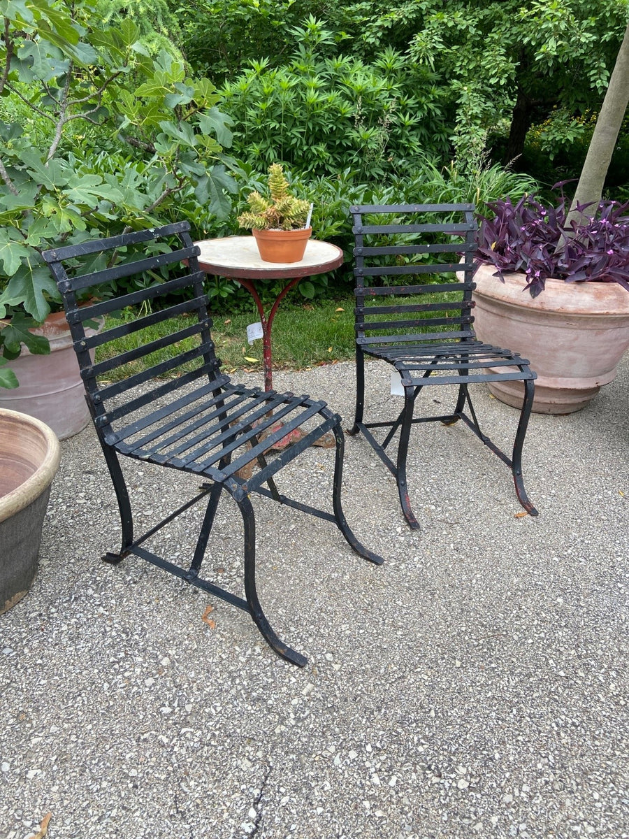 Black Strap Iron Chairs - pair