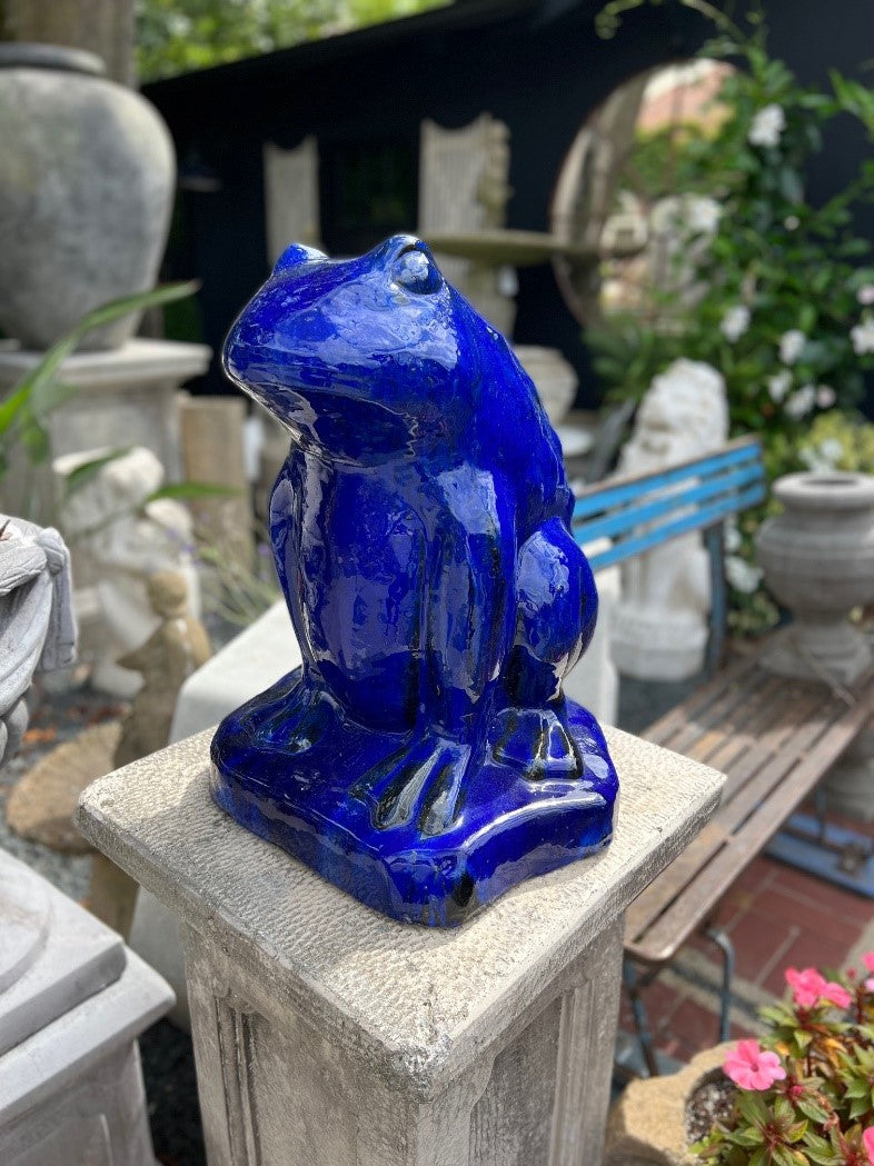 Contemporary Chinese Blue Ceramic Fogs - Pair